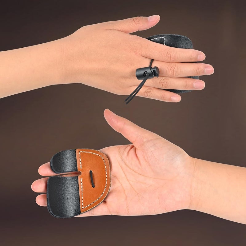 SP.G Leather Archery Finger Tab - 2 Pack Recurve Bow Finger Tab Bow Tabs Double Layer Traditional Archery Shooting Tab Finger Grips Right Hand for Recurve Bow Shooting Accessories - Image 4